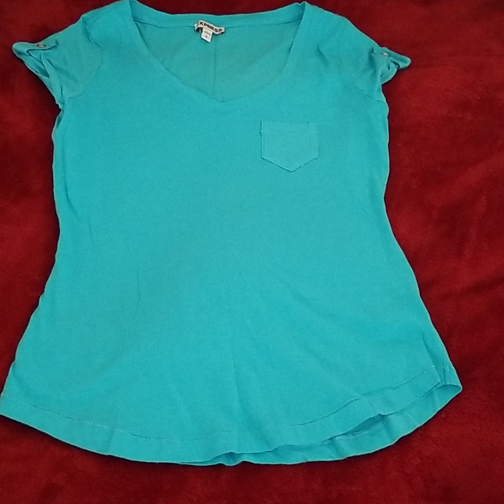 Express Button Cap Sleeve Tee